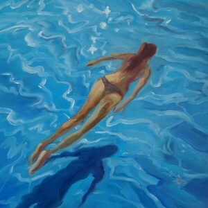 Swimmer - Shadow, 30 x 30 cm, oil on canvas, 2023