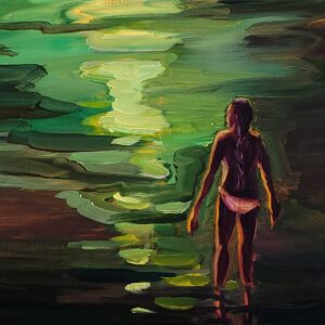 Night Swim - Bather, 24 x 30 cm, oil on canvas, 2023