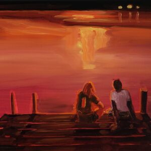 Hangout - Sunset, 24 x 30 cm, oil on canvas, 2023
