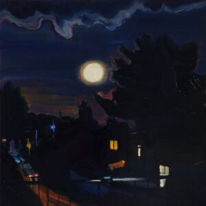 Nightview - Big Moon, 30 x 30 cm, oil on canvas, 2023