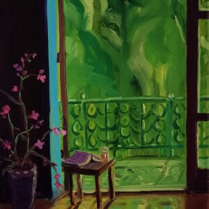 Green Balcony, 30 x 24 cm, oil on canvas, 2023
