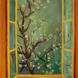 Window - Spring Tree, 30 x 24 cm, oil on canvas, 2023