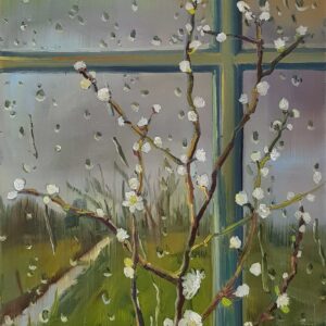 Grey Day - Blossom, 30 x 24 cm, oil on canvas, 2023