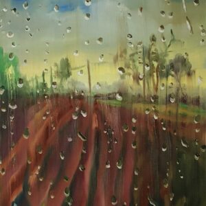 Rainy Day - Field, 30 x 24 cm, oil on canvas, 2022