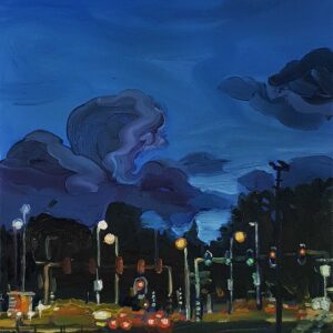 Nightview - Crossroads, 30 x 24 cm, oil on canvas, 2023