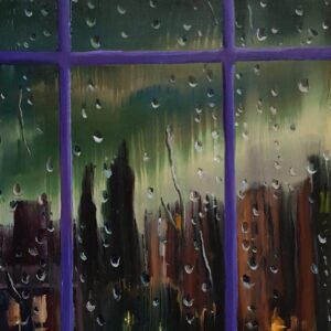 Evening Rain - City, 30 x 24 cm, oil on canvas, 2023