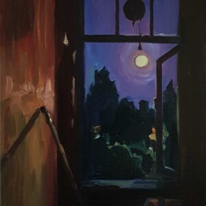Dark Window - Moonlight, 30 x 24 cm, oil on canvas, 2022