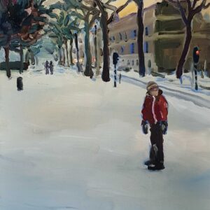 Snow - Boy, 30 x 24 cm, oil on canvas, 2023