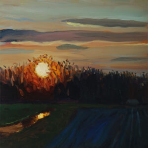 Sunset - Ditch, 30 x 30 cm, oil on canvas, 2023
