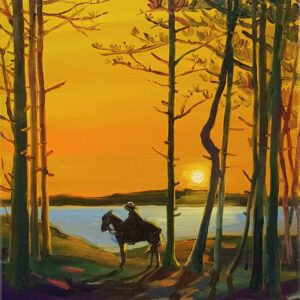 Pinewood - Rider, 30 x 24 cm, oil on canvas, 2023