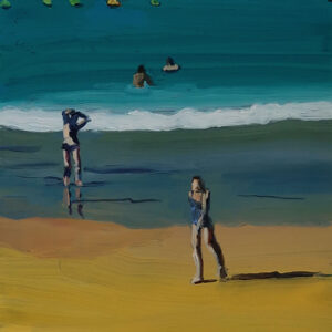Beach - San Sebastian # 4, 20 x 17 cm, oil on perspex on wood, 2023
