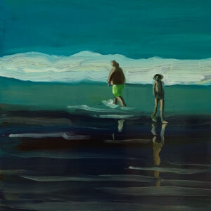 Bathers - San Sebastian, 20 x 17 cm, oil on perspex on wood, 2023