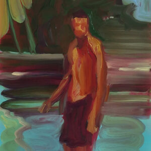 Bather # 3, 20 x 17 cm, oil on perspex on wood, 2022