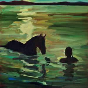 Nightswim - Couple, 20 x 17 cm, oil on perspex on wood, 2022