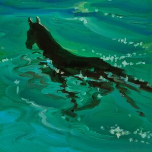 Swim - Horse, 20 x 17 cm, oil on perspex on wood, 2022