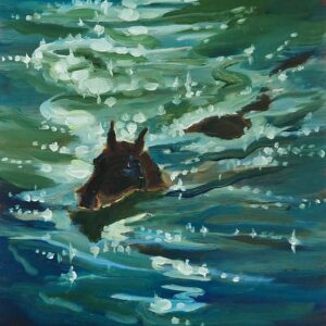 Swim - Horse # 2, 20 x 17 cm, oil on perspex on wood, 2023