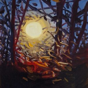 Sun - Brushwood, 20 x 17 cm, oil on perspex on wood, 2023