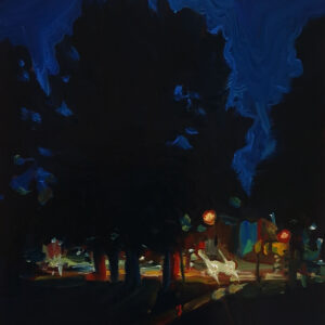 Night - Crossroads, 20 x 17 cm, oil on perspex on wood, 2023