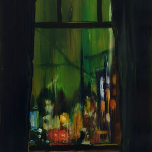 Nightview - Street # 2, 20 x 17 cm, oil on perspex on wood, 2023