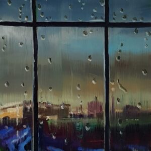 Rainy Day - Field # 2, 20 x 17 cm, oil on perspex on wood, 2023