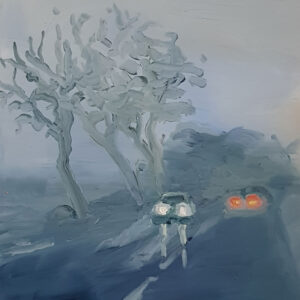 Lowland - Fog, 20 x 17 cm, oil on perspex on wood, 2023