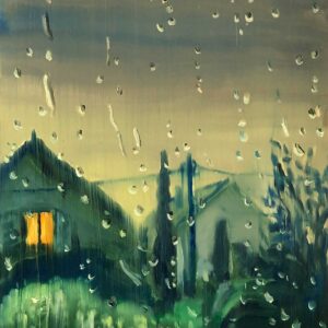 Sunday - Rain, 30 x 24 cm, oil on paper, 2024
