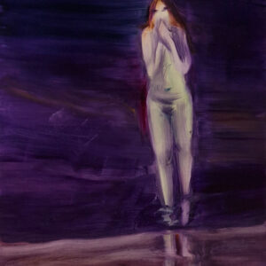 Nightswim - shiver, 30 x 24 cm, oil on paper, 2024