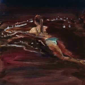 Nightswim - Girl, 30 x 24 cm, oil on paper, 2024