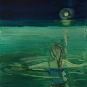 Night Pool - Wading, 30 x 24 cm, oil on paper, 2024